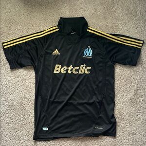 Adidas Black and Gold Olympique Marseille Jersey